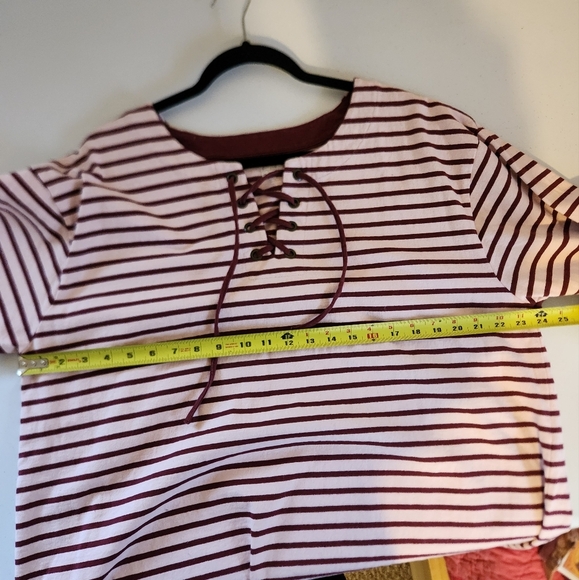 Lands End Women's Long Sleeve Heavyweight Jersey Lace Front Top Red Pink size 1X - Picture 7 of 9